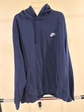 Nike Dark Blue Pullover Hoodie with Small White Swoosh